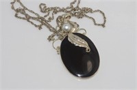 Silver, pearl and black onyx pendant