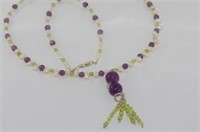 Pearl, amethyst and peridot necklace