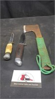 Hunting knives and hatchet