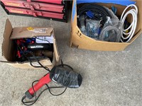 Box of electrical wires & volt tester