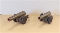 (2) CAST IRON TOY CANNONS