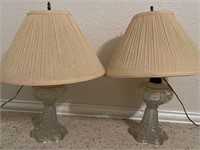 Pair of Vintage Clear Pressed Glass Table Lamps