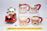 (4) Santa mugs, all ceramic