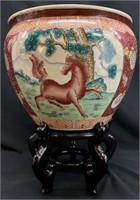 Chinese Porcelain Koi Bowl w/ Stand