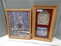 Framed Wildlife photo and a battery operated clock