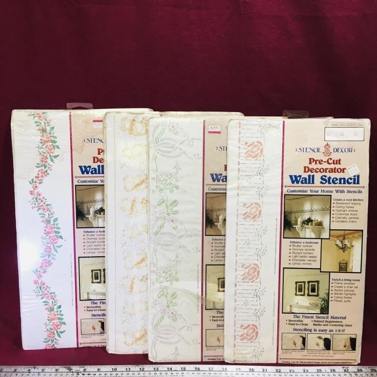 Lot Of 4 Stencil Decor Wall Stencil Sets (Sealed)