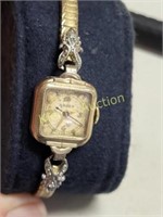 vtg gruen ladies watch 10k gold filled w/ diamond