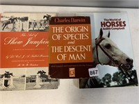 ORIGIN OR SPECIES HARD BACK BOOKS HORSES ETC.