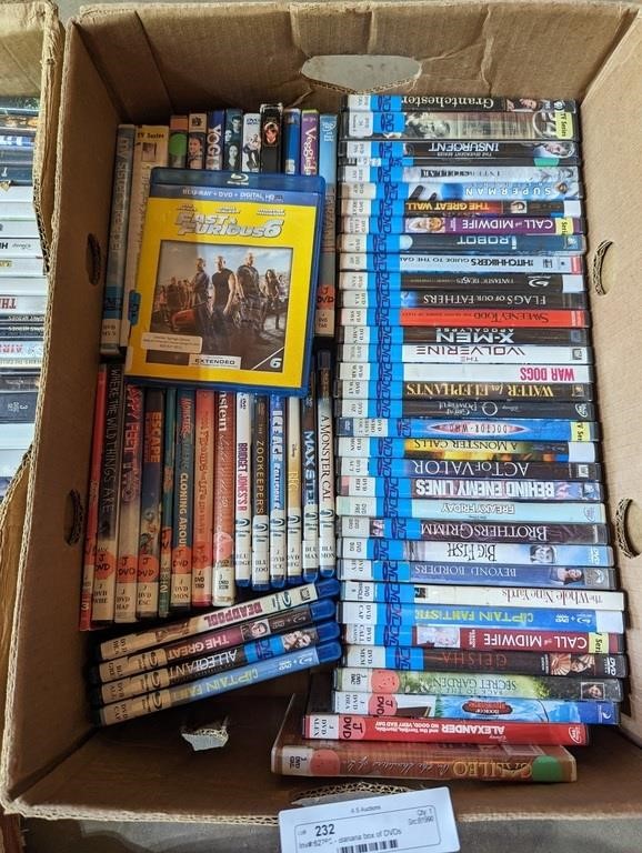 Banana box of DVDs