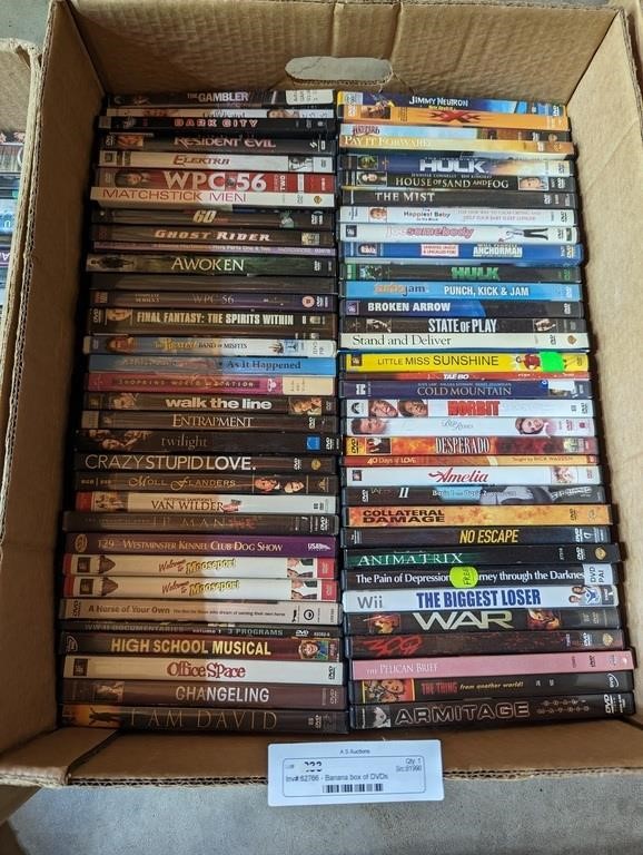 Banana box of DVDs