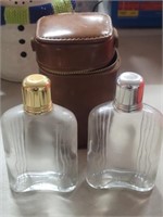 Leather Pouch & Glass Decanters