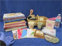 14 country living books/magazines -basket -cards -