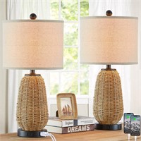 CINSARY Touch Control Rattan Table Lamps, 3 Way D