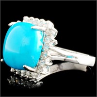 6.06ct Turquoise & 0.58ctw Diam Ring in 14K Gold