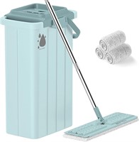 YQiuNB Mop and Bucket Set  Wet & Dry Use  3 Pads
