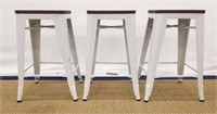 METAL STOOL WITH WOODEN SEAT, X3