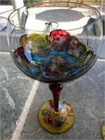 Artist made wine glasses: Pair Hand Painted