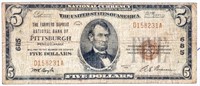 Coin 1929 Pittsburg $5 National Currency Note G