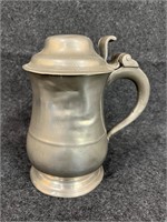 Antique Allen Bright Lidded Pewter Tankard