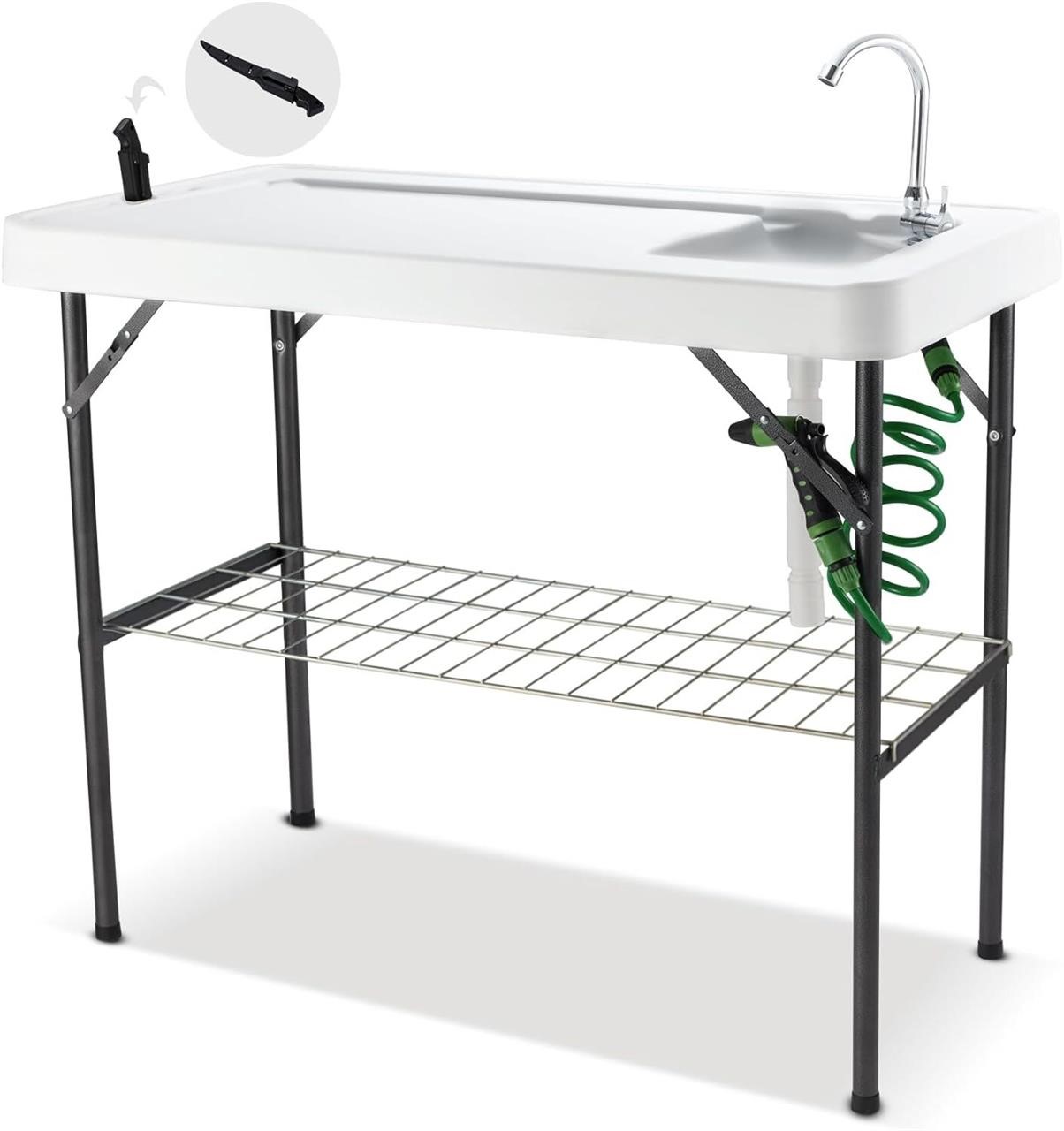 37 Folding Fish Cleaning Table w/Faucet & Sink  Ou