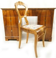 Biedermeier Kneehole Writing Desk and Chair