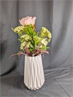 White Vase w/ Floral Arrangements