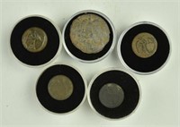 Five Excavated War of 1812 Eagle Buttons