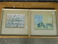 2 FRAMED SKETCHES - "ORCHESTRA"  ARTIST RAOUL DUFY