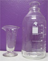 Antique Etched Glass Beaker & 100 ML Lab Bottle