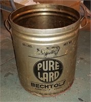 Bechtols Pure Lard Metal Bucket Advertising 50 Lbs
