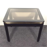 Black End Table with Brass Accent Trim
