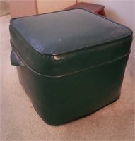 Green Square vinyl covered footstool