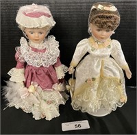 Pair Of Victorian Style Porcelain Dolls.
