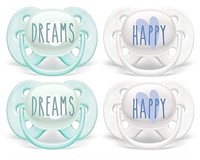 4 Packs Philips AVENT Ultra Soft Pacifier 0-6 Mont