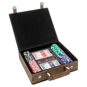 Rustic/Gold Leatherette 100-Chip Poker Set