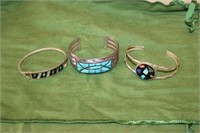 3 Silver Bracelets Including a Turquoise