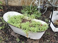 enamel wash tub planter 36”