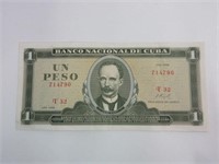 1968 Cuban 1 Peso Bank Note