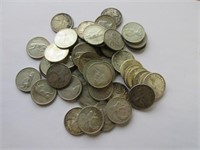 Large Lot of Silver Canada 25 Cent Pieces
