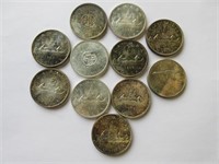 (11) 1960's Canada Silver Dollar Coins