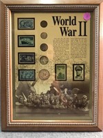 World War II Coins and Stamps Framed