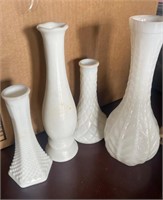 Set of milk glass vases white