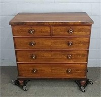 Antique Flame Mahogany 5 Drawer Chest