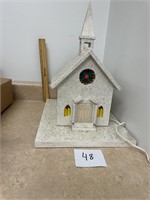 Vintage Wood Silent Night Musical + Lighted Church