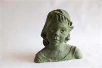 Green Ceramic Sculpture of Girl