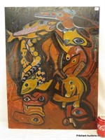 B.C. Indian Artist Nell Mary Bradshaw Oil On Board