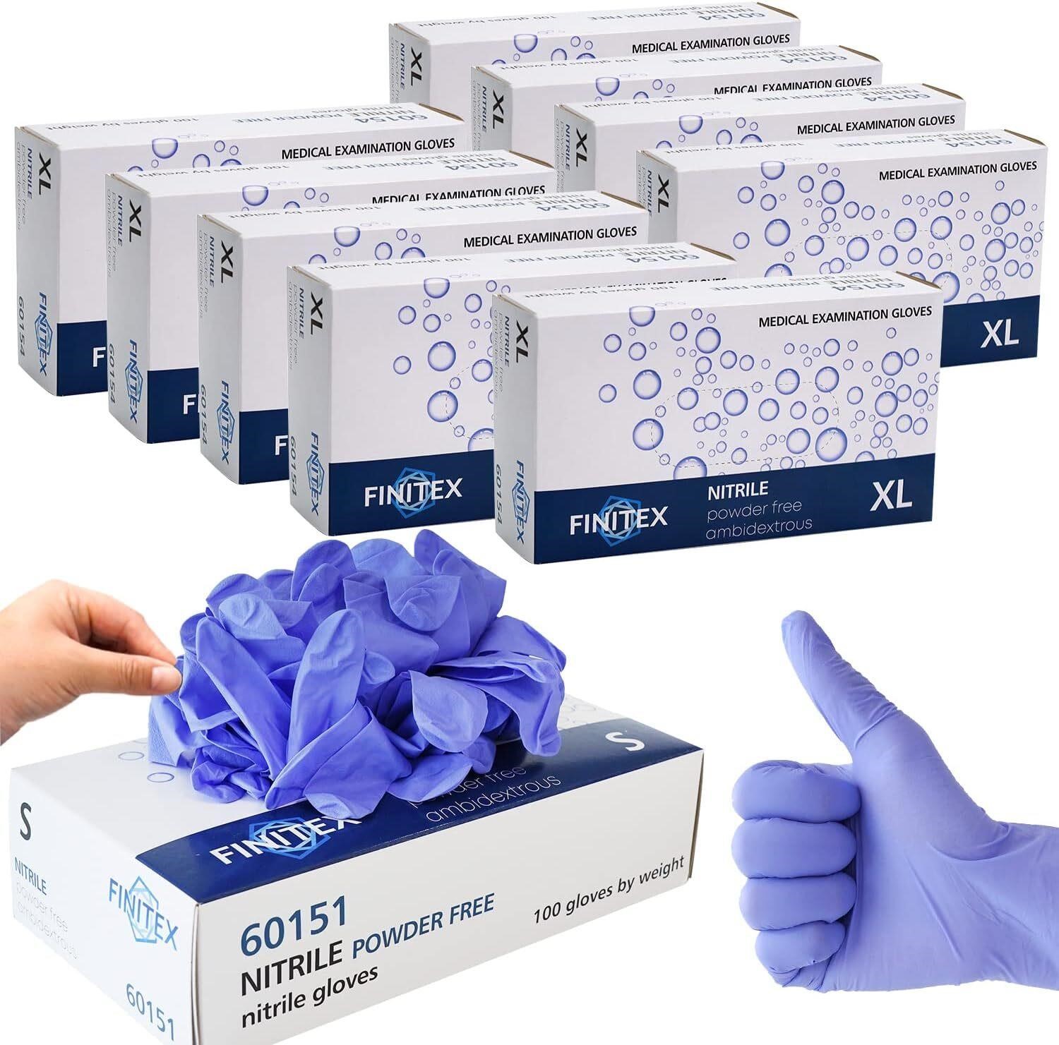 FINITEX Ice Blue Nitrile Exam Gloves, 1000 PCS SML