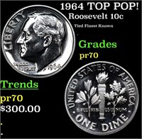 Proof 1964 Roosevelt Dime TOP POP! 10c Graded pr70