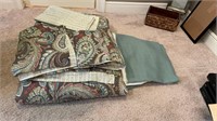 Queen Sized Bed Spread with Bed Skirt, Shams, And
