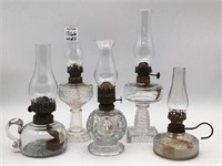 Lot of 5 Vintage Miniature Glass Kerosene